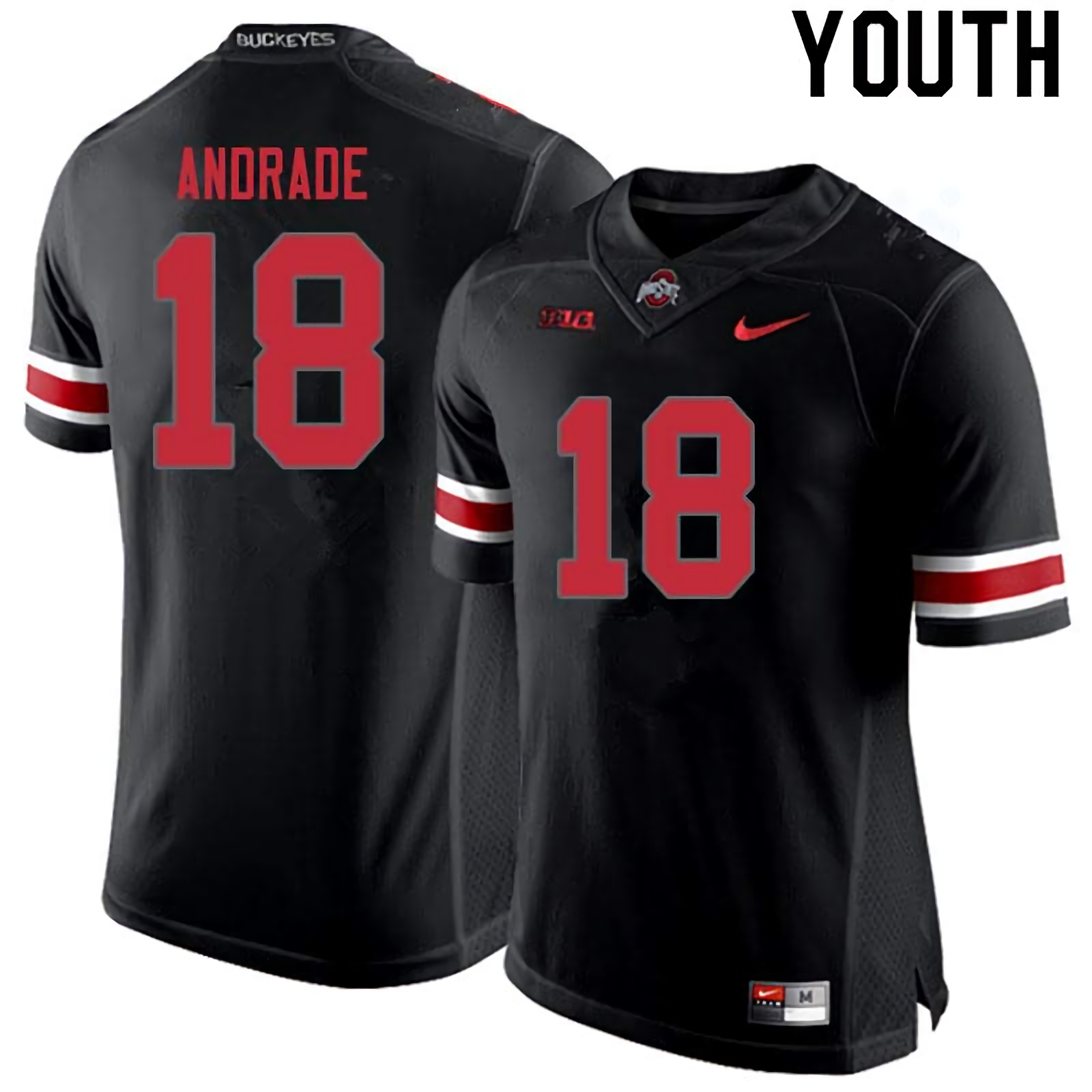 J.P. Andrade Ohio State Buckeyes Youth NCAA #18 Nike Blackout College Stitched Football Jersey LPW2556DQ